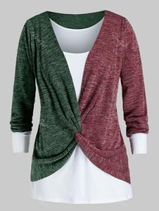 Rosegal Plus Size Twisted Two Tone Bicolor Sweater and Tank Top Set