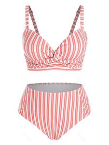 Rosegal Plus Size Striped Twisted Bikini Swimsuit