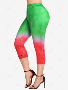 Rosegal Plus Size Watermelon Print Capri Leggings
