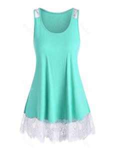 Rosegal Plus Size Ribbed Lace Insert Tank Top