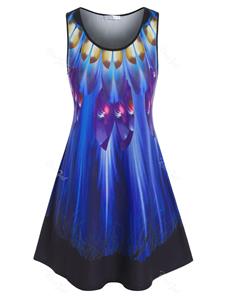 Rosegal Plus Size Abstract Printed Long Tunic Tank Top