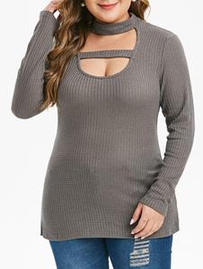 Rosegal Plus Size Heathered Cut Out Knitwear