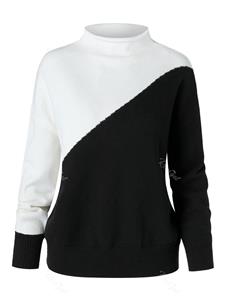 Rosegal Plus Size Two Tone Bicolor Mock Neck Drop Shoulder Sweater