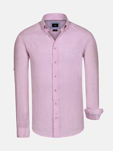 WAM Denim Redention Linen Pink Overhemden Lange Mouw