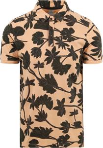 Cast Iron regular fit polo met all over print bleached apricot