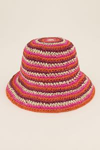 My jewellery Bucket hat met multikleur strepen