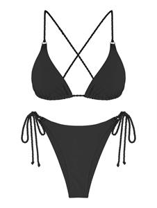 Zaful Dreieck Geflochtene Träger Bikini Badebekleidung