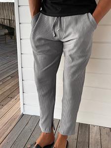 INCERUN Mens Textured Solid Split Cuff Drawstring Waist Pants