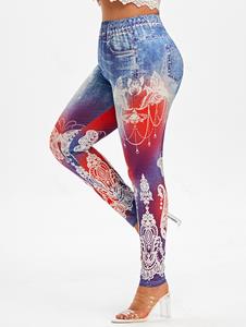 Rosegal Plus Size Butterfly 3D Jean Pattern High Waisted Jeggings