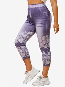 Rosegal Plus Size 3D Print Cropped Jeggings