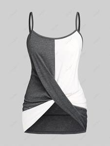 Rosegal Plus Size & Curve Two Tone Front Knot Tunic Tank Top