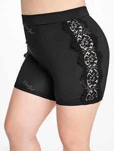 Rosegal Plus Size & Curve Lace Panel High Rise Shorts