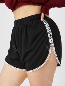 Rosegal Plus Size & Curve Pompom Side Slit Shorts