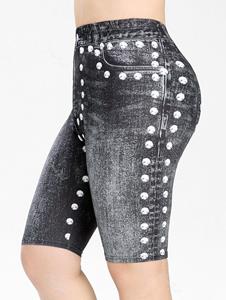 Rosegal Plus Size 3D Printed Pull On Bike Shorts