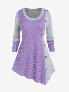 Rosegal Plus Size Asymmetric Colorblock Knitwear