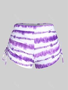 Rosegal Plus Size Tie Dye Cinched High Rise Boyshorts Swimsuit