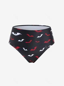 Rosegal Plus Size Halloween High Waist Bat Print Swim Bikini Brief