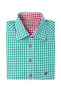 OS-Trachten Trachtenhemd langarm grün karo slimfit 008548