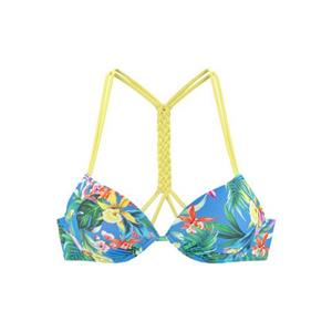Venice Beach Push-Up-Bikini-Top "Hanni", mit tropischem Print und gelben Details