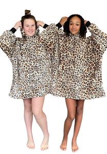 Badjas Leopard kindersnuggie fleece met hoodie