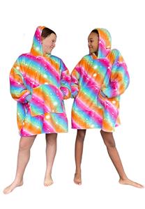 Badjas Regenboog kindersnuggie fleece met hoodie