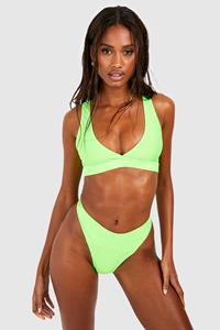 Boohoo Essentials Bikini Top Met Laag Decolleté, Bright Green