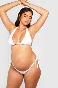 Boohoo Zwangerschap Bikini Broekje Met Zijstrikjes, White