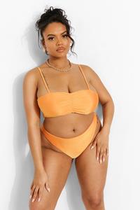 Boohoo Plus Hipster Tropicana Bikini Broekje Met Ceintuur, Orange