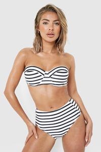 Boohoo Gewatteerde Nautische Gerecyclede Bikini Top Met Beugel, Black