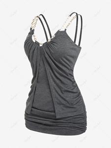 Rosegal Plus Size Ruched Chains Space Dye Cami Top