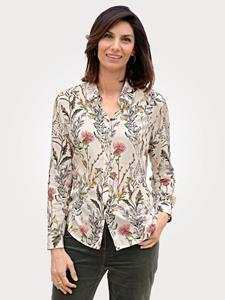 Bluse mit floralem Muster MONA Ecru/Grün/Fuchsia