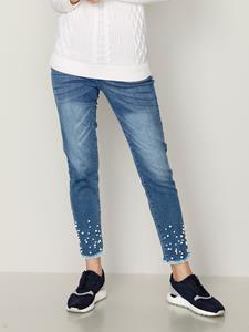 Jeans mit Schmuckperlen am Saum Paola Blue bleached
