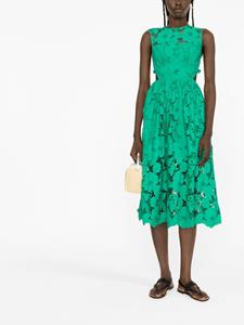 Self-Portrait Midi-jurk met bloemenkant - Groen