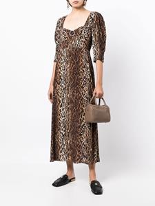 Rixo Midi-jurk met luipaardprint - Bruin