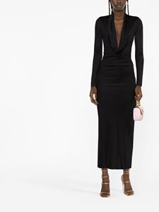 Versace Midi-jurk met col - Zwart