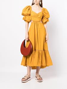 Silvia Tcherassi Midi-jurk met pofmouwen - Geel