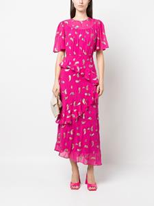 Saloni Midi-jurk met borduurwerk - Roze