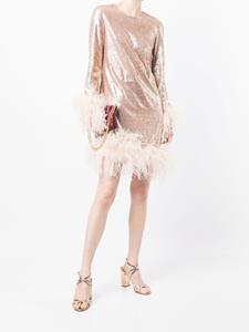 Gilda & Pearl Midi-jurk met veren afwerking - Roze