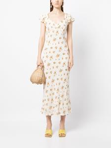 Reformation Midi-jurk met bloemenprint - Beige