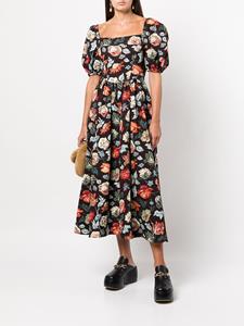 Rosetta Getty Midi-jurk met bloemenprint - Zwart