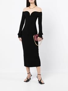 Galvan Off-shoulder midi-jurk - Zwart