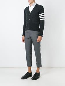 Thom Browne V-Neck Cardigan With 4-Bar Stripe In Dark Grey Cashmere - Grijs