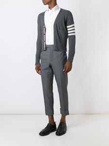 Thom Browne V-Neck Cardigan With 4-Bar Stripe In Medium Grey Cashmere - Grijs