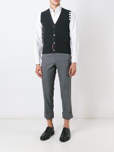 Thom Browne V-Neck Cardigan Vest In Cashmere - Grijs