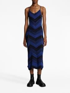 Proenza Schouler White Label Midi-jurk met chevron streep - Blauw