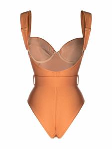 Noire Swimwear Badpak met ceintuur - Oranje