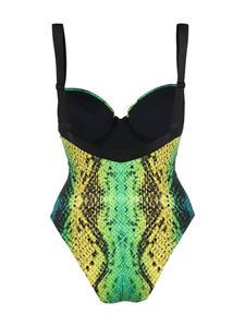 Noire Swimwear Badpak met slangenprint - Groen