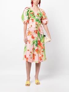 Carolina Herrera Tropical-print midi dress - Roze