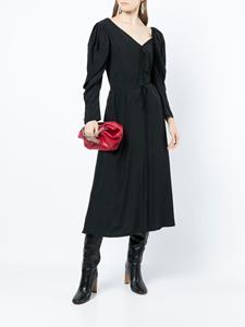 Rejina Pyo Midi-jurk met pofmouwen - Zwart