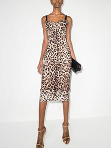 Dolce & Gabbana Midi-jurk met luipaardprint - Beige